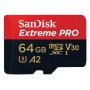 بطاقة الذاكرة SANDISK EXTREME PRO microSDXC 64GB 200/90 ميجابايت / ثانية UHS-I U3 (SDSQXCU-064G-GN6MA)