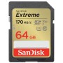بطاقة الذاكرة SANDISK EXTREME SDXC 64GB 170/80 ميجابايت / ثانية UHS-I U3 (SDSDXV2-064G-GNCIN)
